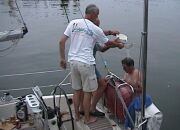 Eine improvisierte Dusche