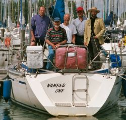 Abschiedsbild: Peter, Rudi, Erwin, Hermann und 'Der Portugiese' (Stephan)